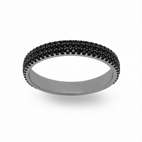 Кольцо обручальное из белого золота 585 пробы с черным бриллиантом