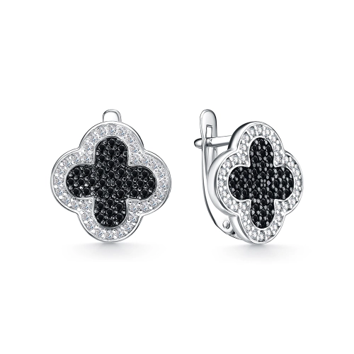 Серьги из серебра 925 пробы с цветными фианитами