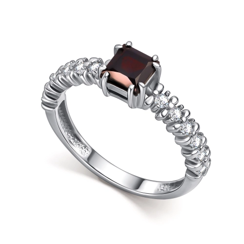 Кольцо из серебра 925 пробы с гранатом и фианитами