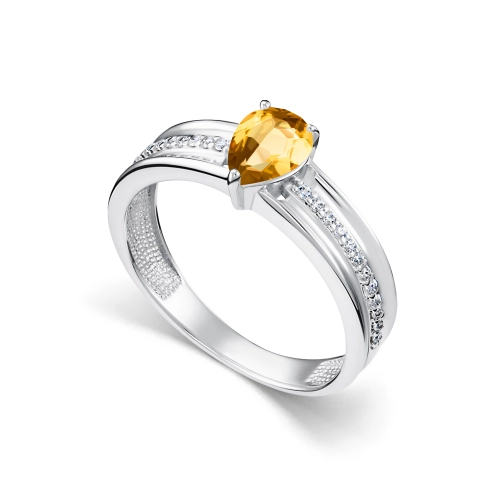 Кольцо из серебра 925 пробы с цитринами и фианитами