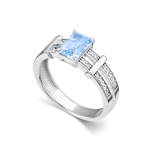 Кольцо из серебра 925 пробы с топазом и фианитами