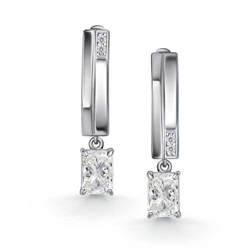 Серьги из серебра 925 пробы с горным хрусталем и фианитами