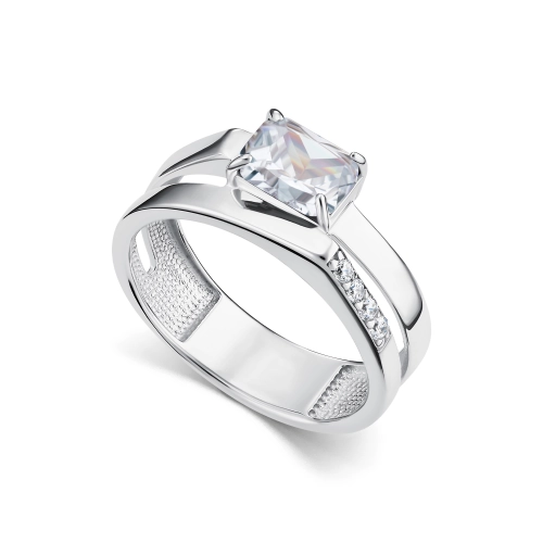 Кольцо из серебра 925 пробы с горным хрусталем и фианитами