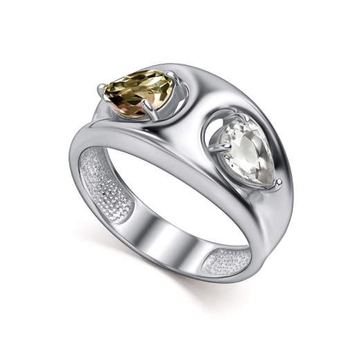 Кольцо (925) султанит синт., горный хрусталь