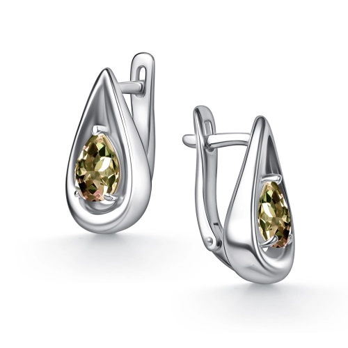 Серьги из серебра 925 пробы с искусственными султанитами