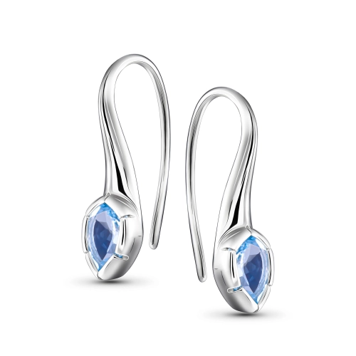 Серьги петельки из серебра 925 пробы с топазами 