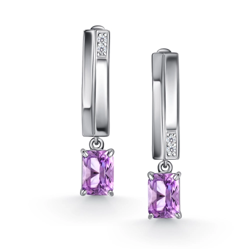 Серьги из серебра 925 пробы с аметистами и фианитами