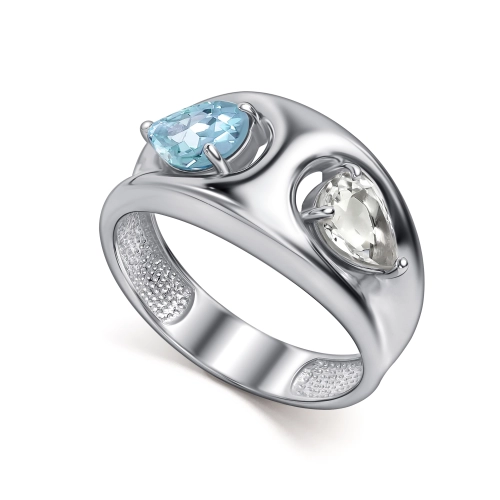 Кольцо (925) топаз, горный хрусталь