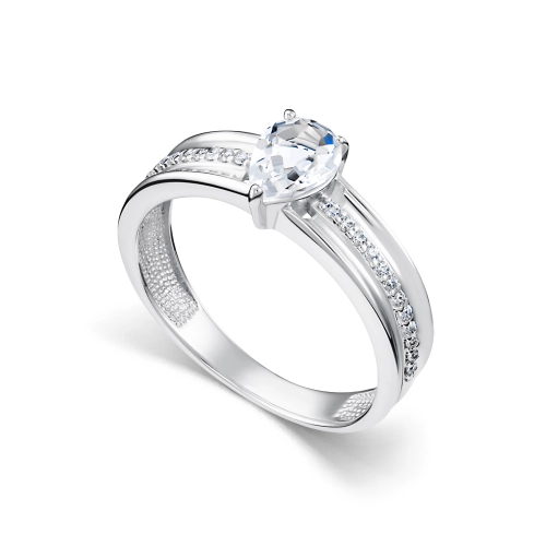 Кольцо из серебра 925 пробы с горным хрусталем и фианитами