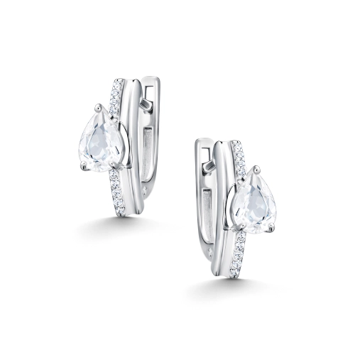 Серьги из серебра 925 пробы с горным хрусталем и фианитами