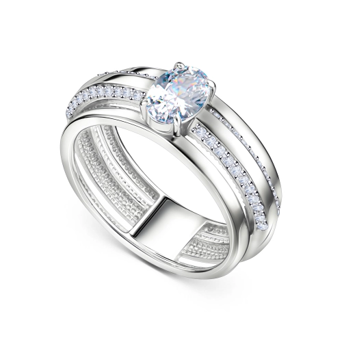 Кольцо из серебра 925 пробы с фианитами