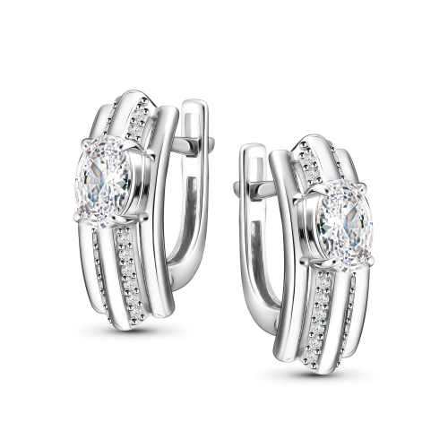 Серьги из серебра 925 пробы с фианитами