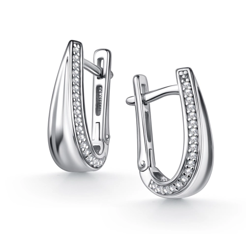 Серьги из серебра 925 пробы с фианитами