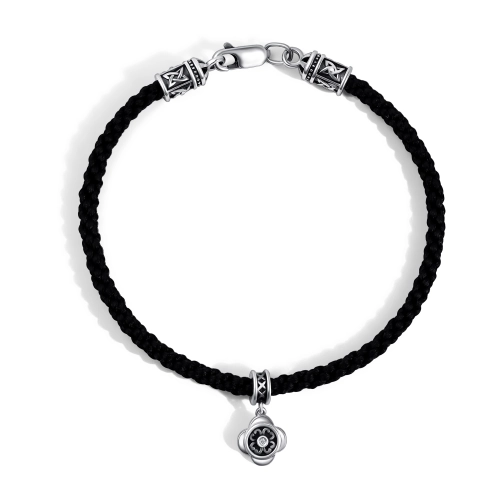 Браслет (925) текстиль, фианит