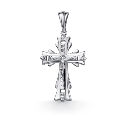 Подвеска Крест из серебра 925 пробы с фианитами