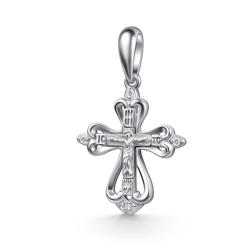 Подвеска Крест из серебра 925 пробы с фианитами