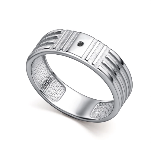 Кольцо из серебра 925 пробы с черными бриллиантами