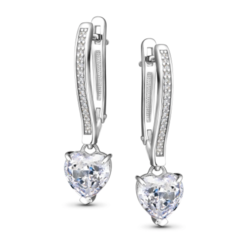 Серьги (925) бриллианит, фианит