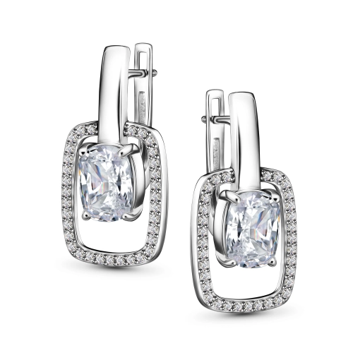 Серьги (925) бриллианит, фианит