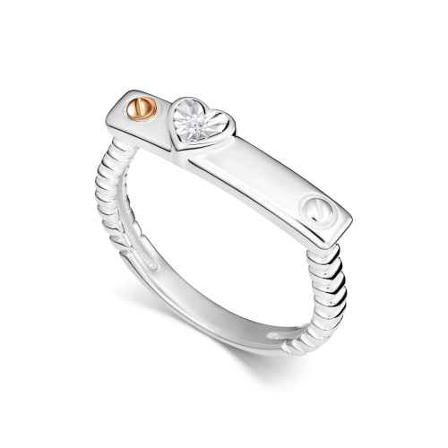 Кольцо из серебра 925 пробы с накладкой из золота 585 пробы с бриллиантами