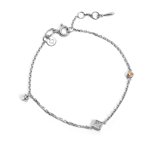 Браслет из серебра 925 пробы с накладкой из золота 585 пробы с бриллиантами