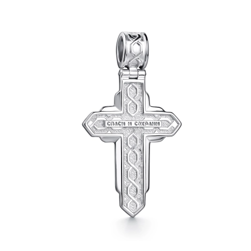 Подвеска декоративный крест из серебра 925 пробы с накладками из золота 585 пробы с бриллиантами