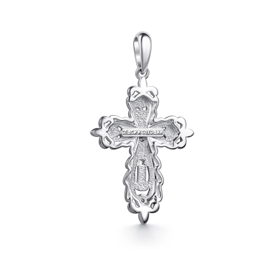 Подвеска декоративный крест из серебра 925 пробы с накладками из золота 585 пробы с бриллиантами