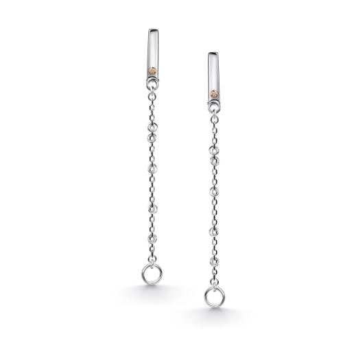 Серьги из серебра 925 пробы с накладкой из золота 585 пробы с бриллиантами