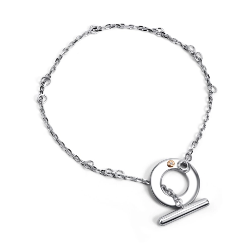 Браслет из серебра 925 пробы с накладкой из золота 585 пробы с бриллиантами