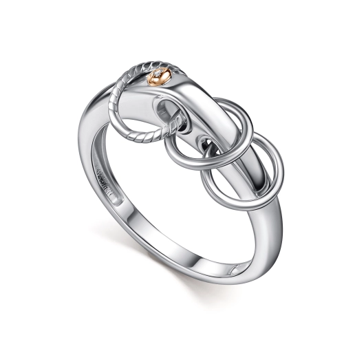 Кольцо из серебра 925 пробы с накладкой из золота 585 пробы с бриллиантами