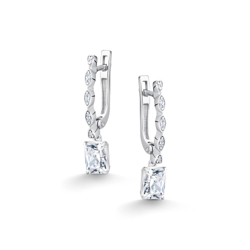 Серьги (925) бриллианит, фианит