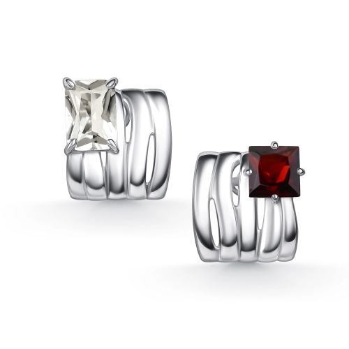 Пусеты (925) горный хрусталь, гранат