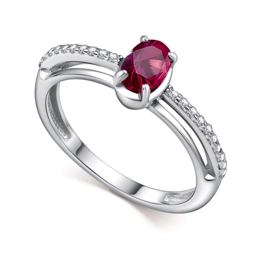 Кольцо из серебра 925 пробы с рубинами и фианитами