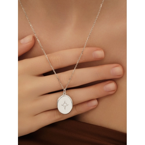 Колье (925) фианит с медальоном