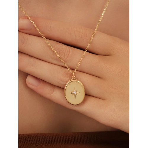Колье (925 п) фианит с медальоном