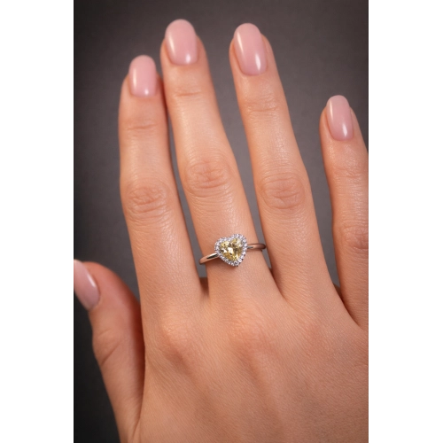 Кольцо из белого золота 585 пробы с цветными фианитами