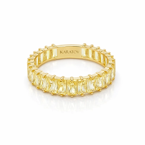 Кольцо из желтого золота 585 пробы с цветными фианитами