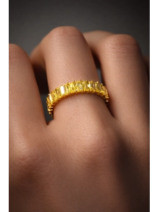 Кольцо из желтого золота 585 пробы с цветными фианитами