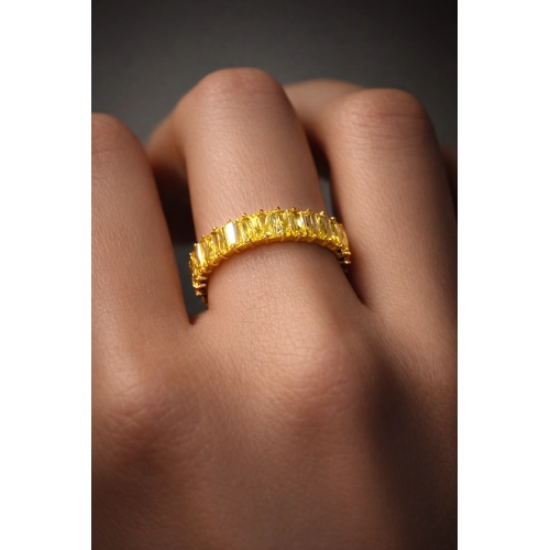 Кольцо из желтого золота 585 пробы с цветными фианитами