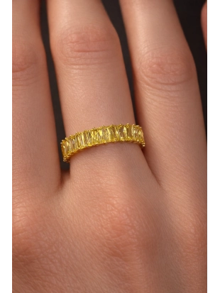 Кольцо из желтого золота 585 пробы с цветными фианитами