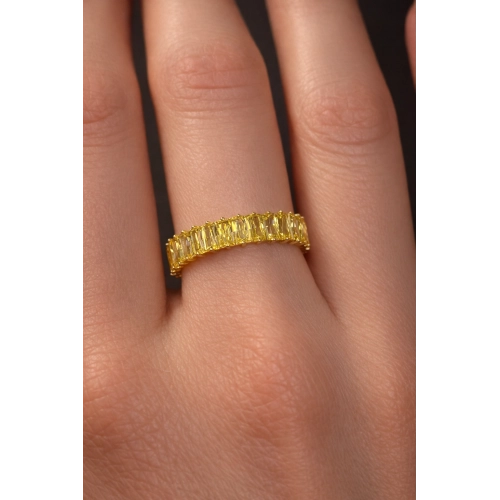 Кольцо из желтого золота 585 пробы с цветными фианитами