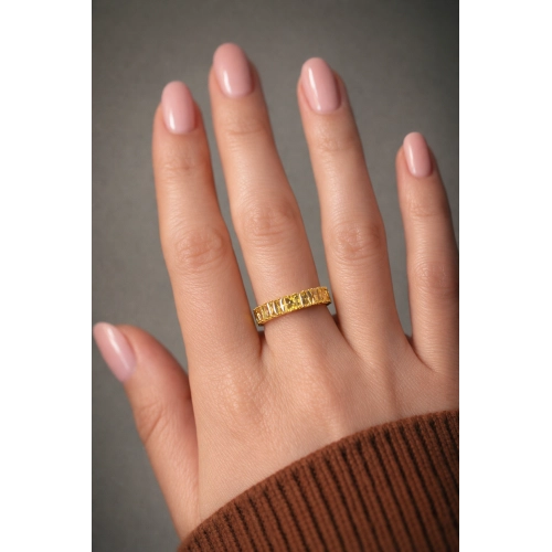 Кольцо из желтого золота 585 пробы с цветными фианитами