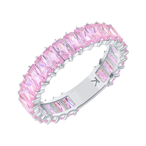 Кольцо из белого золота 585 пробы с цветными фианитами