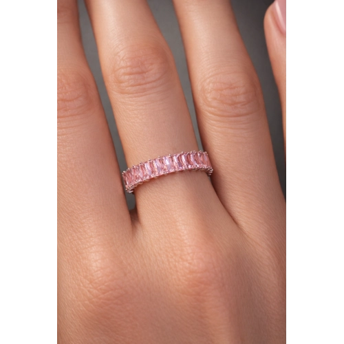 Кольцо из белого золота 585 пробы с цветными фианитами