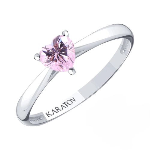 Кольцо из белого золота 585 пробы с цветными фианитами