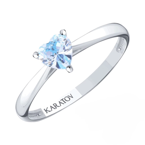 Кольцо из белого золота 585 пробы с цветными фианитами