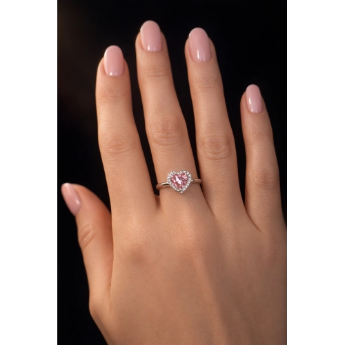 Кольцо из белого золота 585 пробы с цветными фианитами