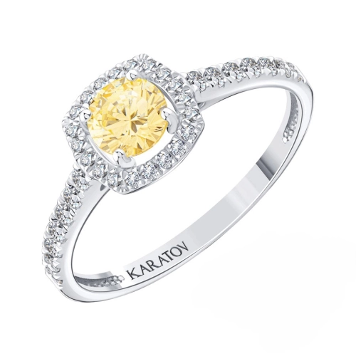 Кольцо из белого золота 585 пробы с цветными фианитами