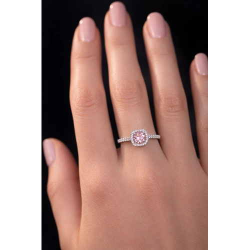 Кольцо из белого золота 585 пробы с цветными фианитами