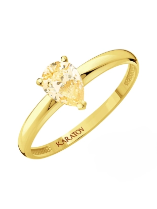 Кольцо из желтого золота 585 пробы с цветными фианитами